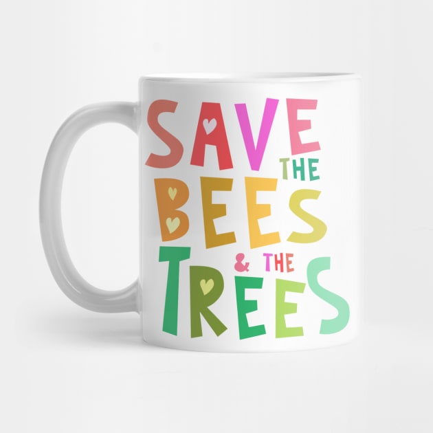 Save the Bees & the Trees Colorful Hearts by Jitterfly